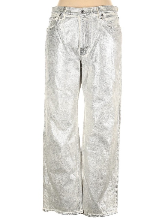 Abercrombie & Fitch Denim - Abercrombie & Fitch Silver Metallic Straight-Leg Jeans